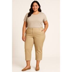 Classic Business Casual Neutral Beige Newport Slim Crop Pants Charter Club 16